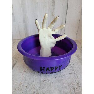 Gemmy purple AS IS candy bowl happy Halloween hand prop